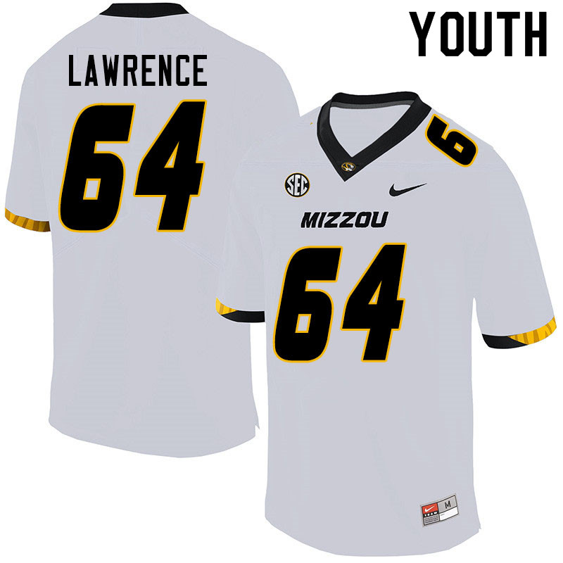 Youth #64 Bobby Lawrence Missouri Tigers College Football Jerseys Sale-White